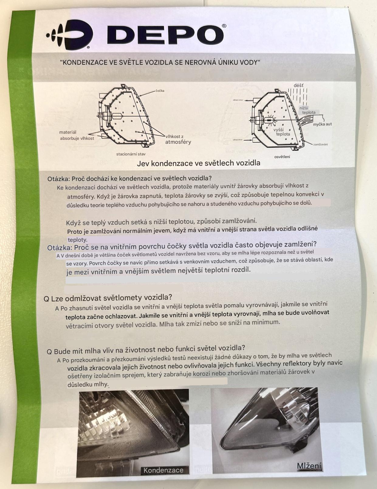 mlzeni svetlometu depo cesky